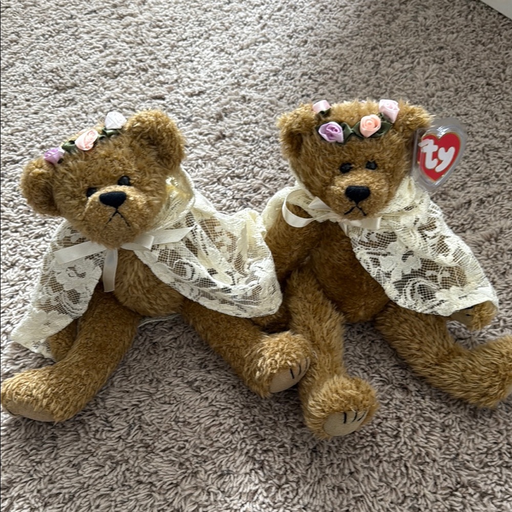 Lot of 2 Ty Beanie Babies Eve Apple of my eye Bear VINTAGE RARE